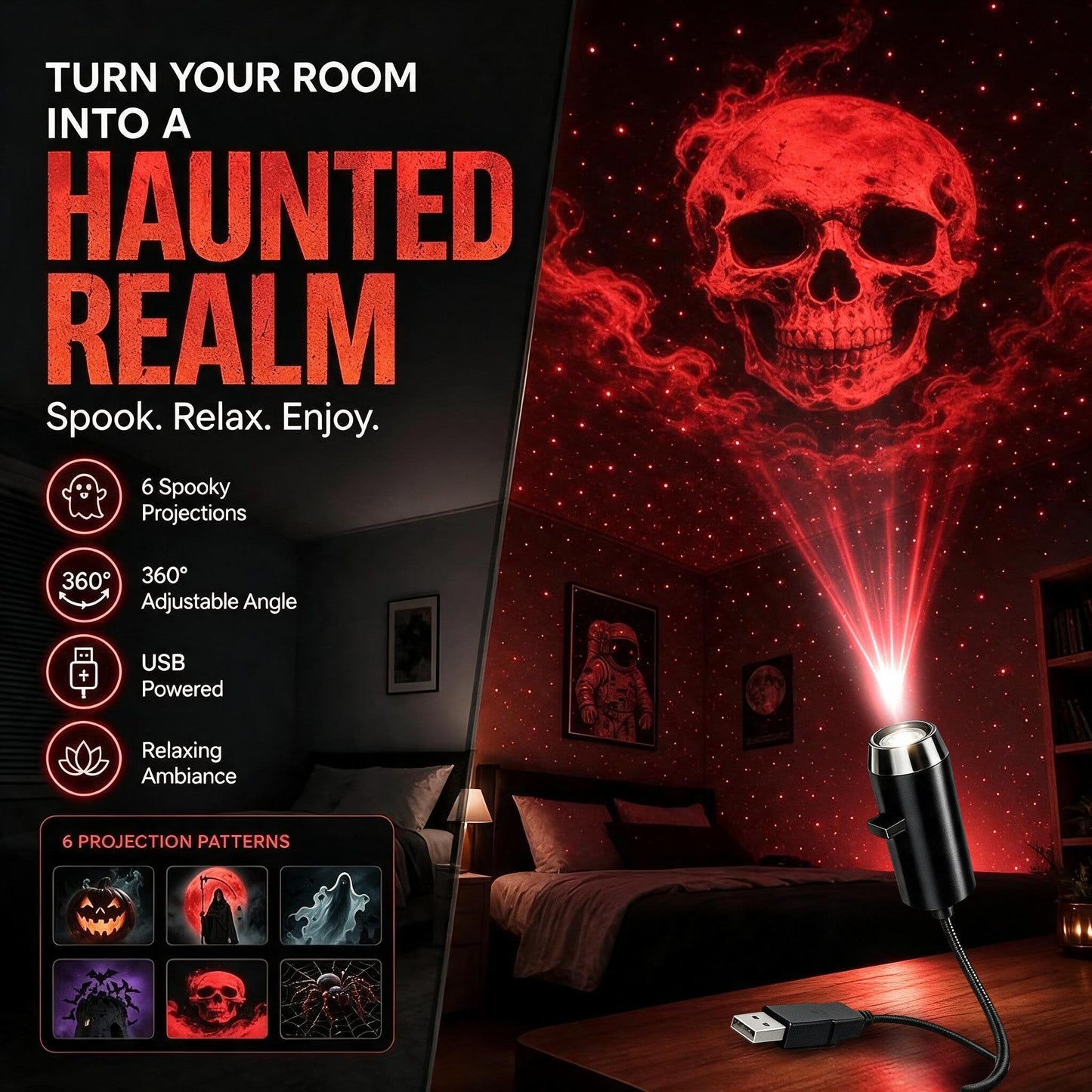 π Christmas HD Projection Light β 6/10 Festive Scenes USB Holiday Projector