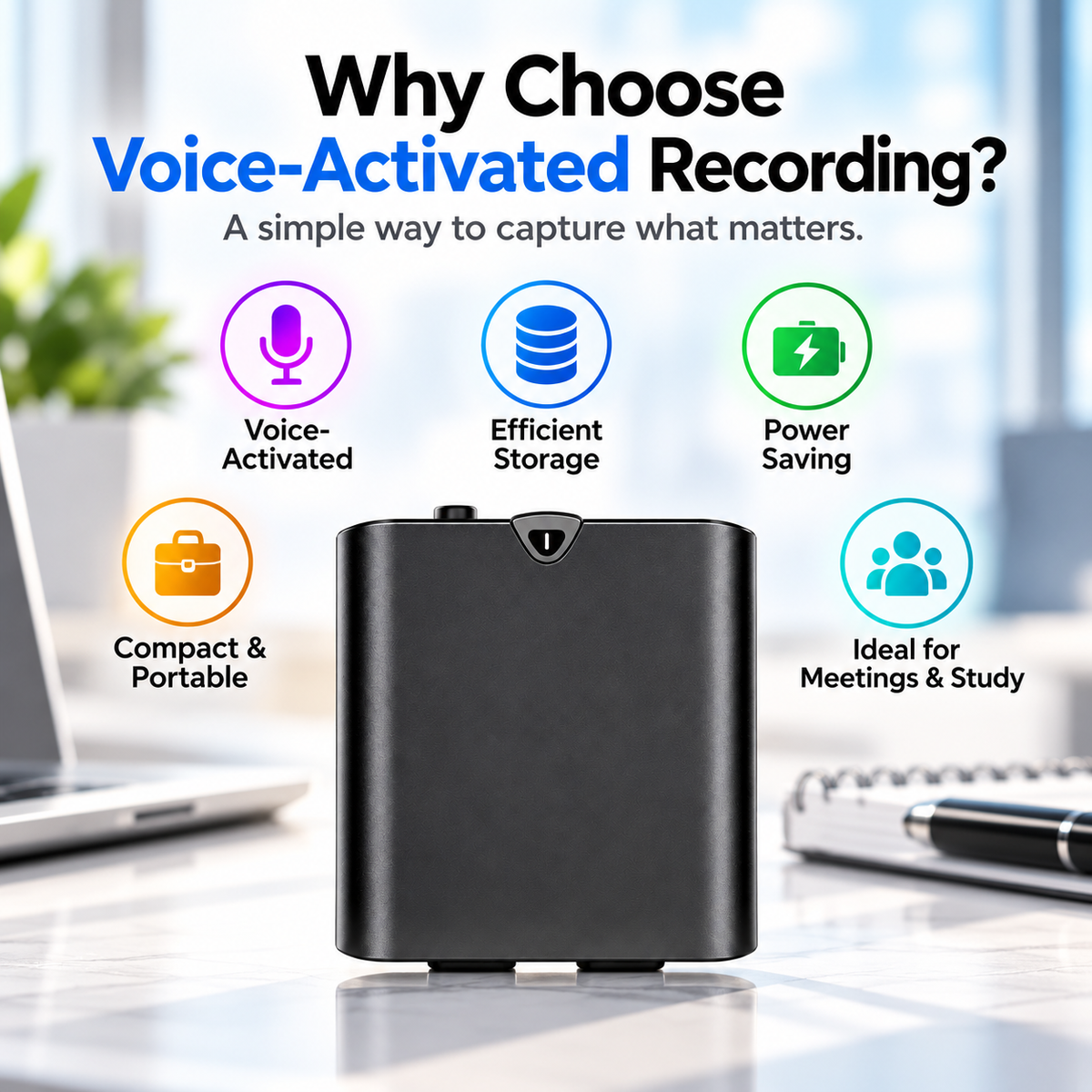 🎉 Mini Magnetic Voice Recorder One-Touch Recording
