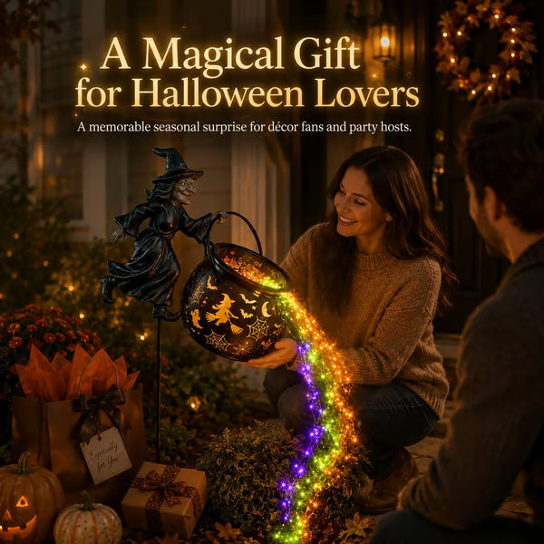 đHalloween Witch Cauldron Garden Light