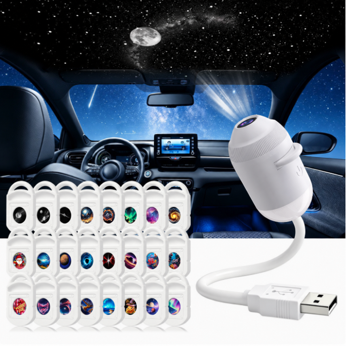 🌌 CosmicGlow™ Galaxy Projector – 24-Scene Starry Sky Light for Dreamy Room Ambience