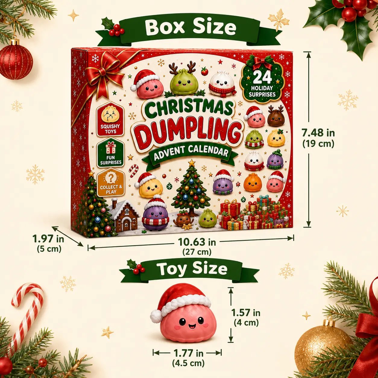 ๐ 2026 Christmas Advent Calendar: Mini Dumpling Squishies, 24 Days of Squishy Stress Relief ๐ฅโ๏ธ