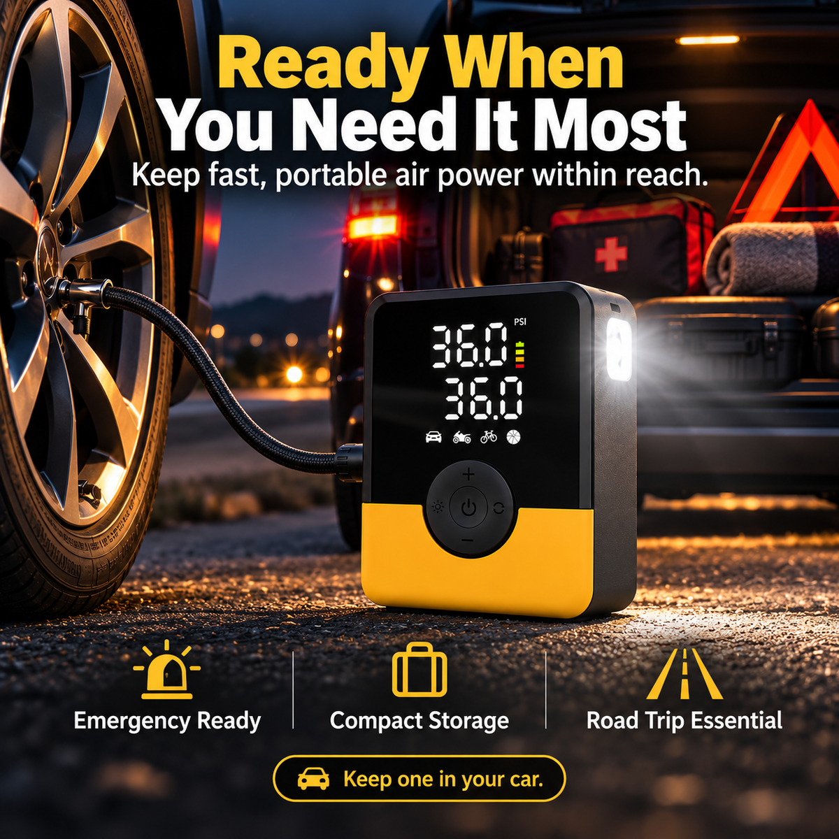 🚗 TireBoost™ Cordless Tire Inflator – Emergency Air Power on the Go