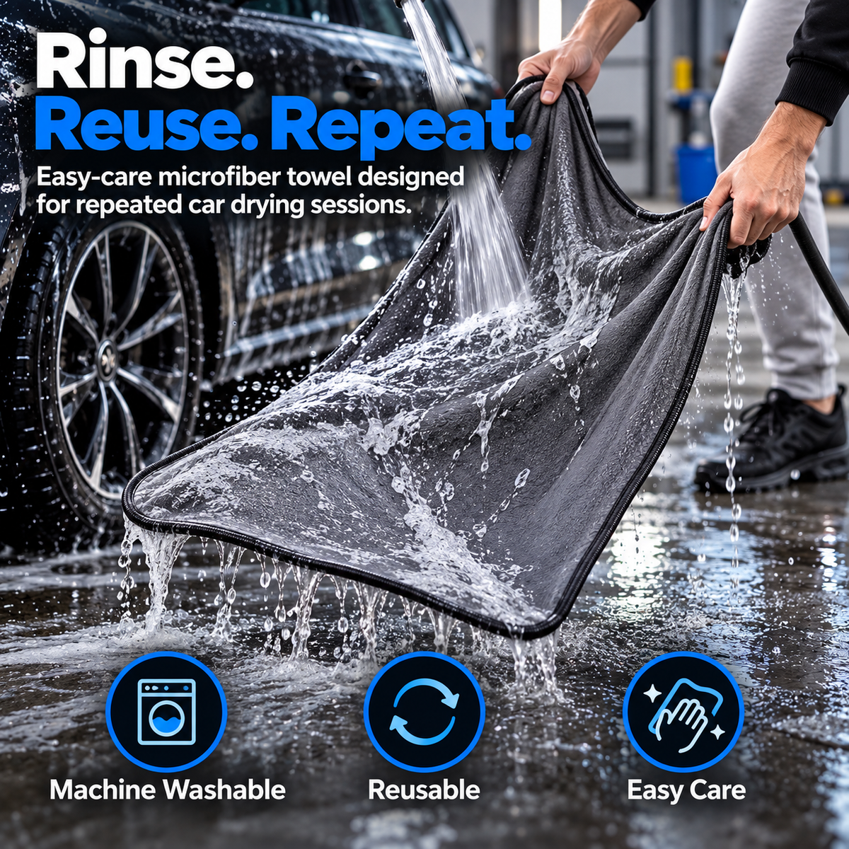 🚗 AquaMax™ Car Drying Towel – Ultra Absorbent Oversized Microfiber Towel for Spotless Shine
