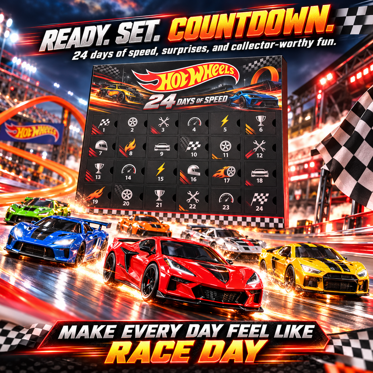Hot Wheels 24 Days of Speed Advent Calendar – Christmas Countdown Gift for Car Lovers
