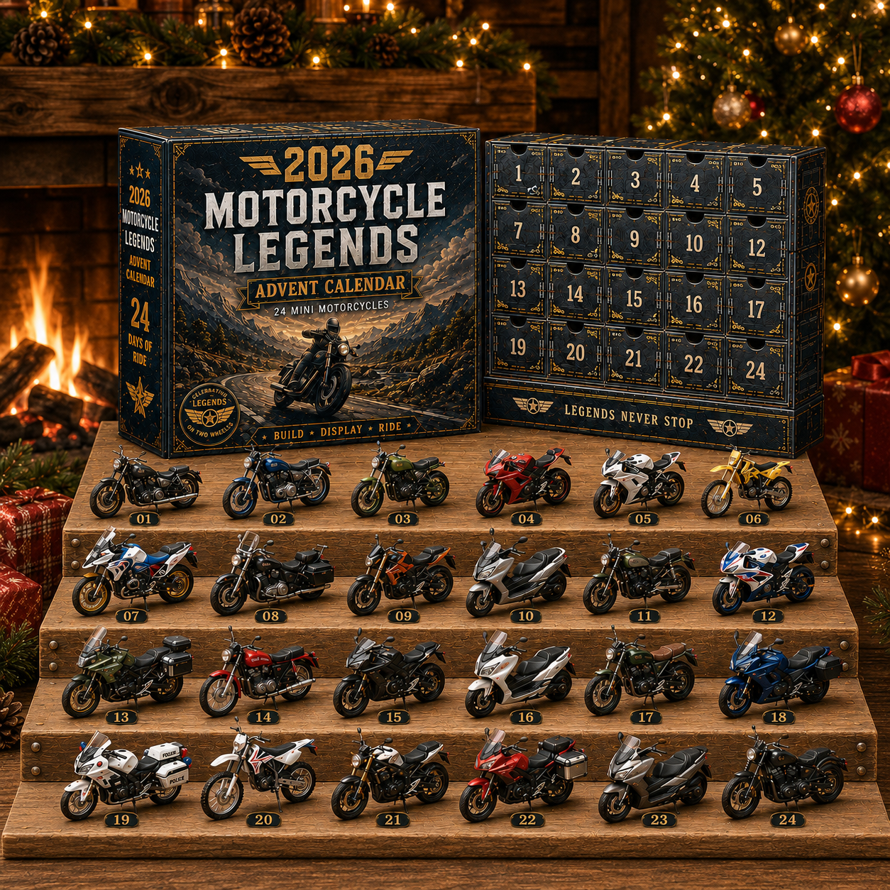 π 2026 Motorcycle Legends Advent Calendar β 24 Days, 24 Mini Motorcycles, 24 Legendary Rides