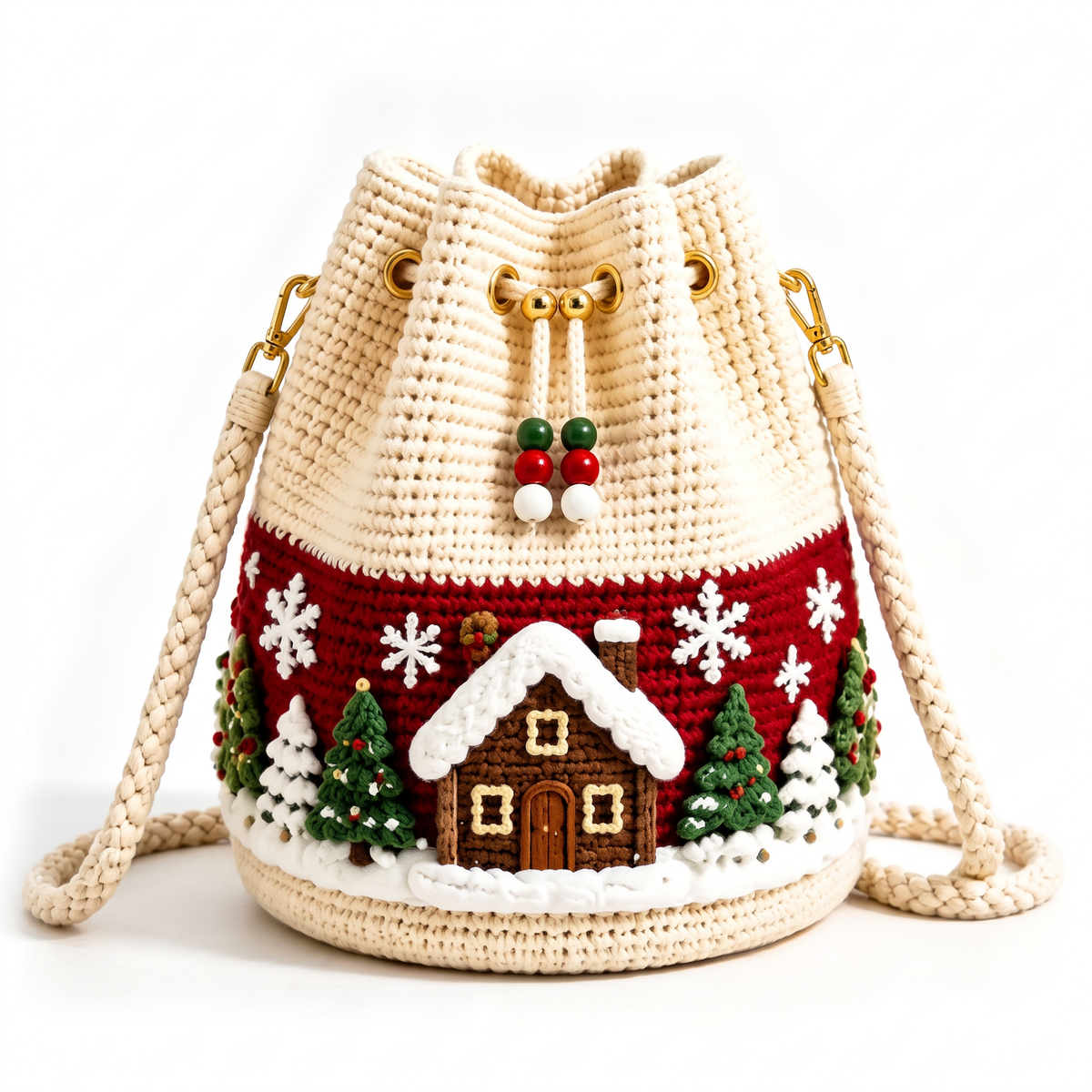🎄 MerryCarry™ Handwoven Christmas Bag – Festive Woven Holiday Handbag