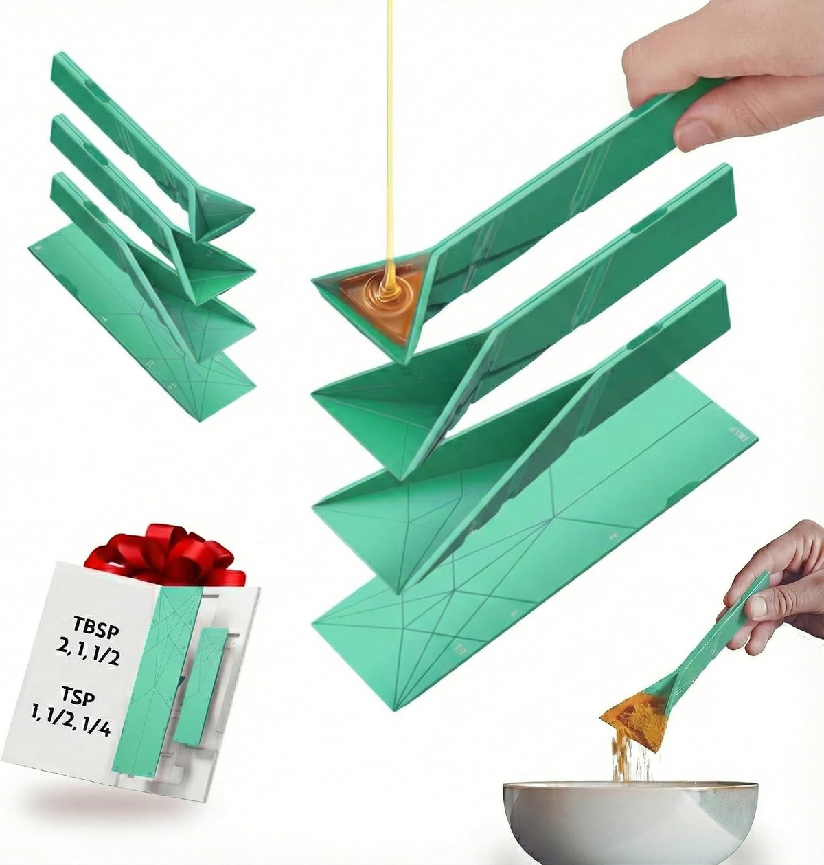 🥄 3-in-1 Measuring Spoons – 6 Sizes in 2 Foldable Magnetic Spoons