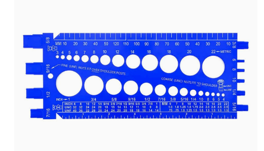 Screw & Nut Size Checker Gauge, Inch & Metric Bolt Measuring Tool, Thread Size Identification Ruler for Screws, Nuts, Bolts & Holes, Compact Workshop Reference Tool