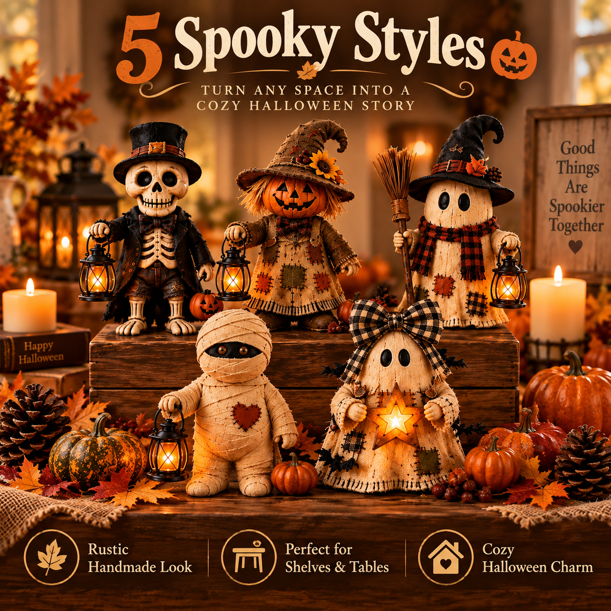 π Halloween Monster Lantern Figurines β 5 Cozy Spooky Styles