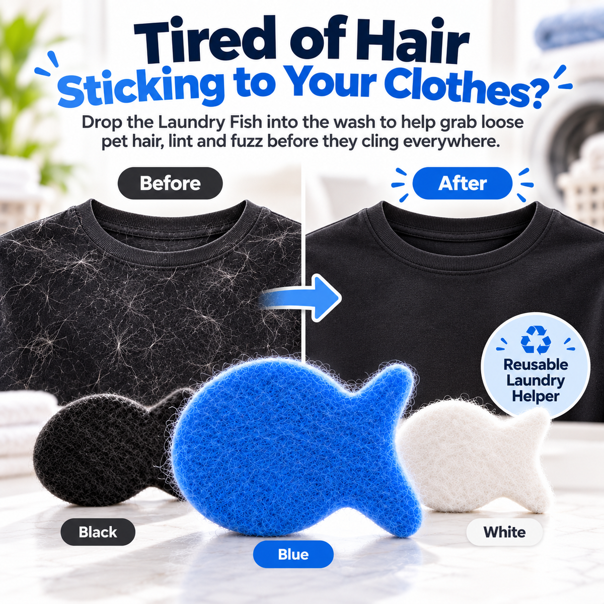 🐾 FurFish™ – Reusable Laundry Pet Hair Remover