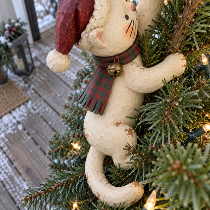 Vintage Lighted Cat Christmas Tree Topper