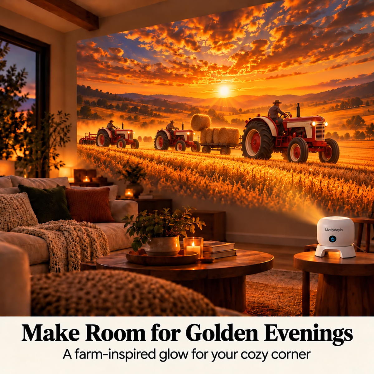 🚜 Tractor Farm Projector | Cozy Room Glow