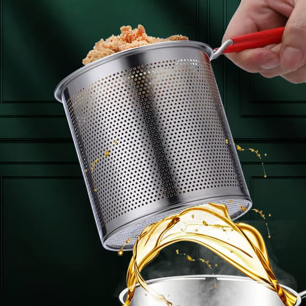 1 Set Stainless Steel Stock Fry Pot with Strainer Basket,Fry Pot with Basket and Lid for Frying Shrimp Chicken Fries
