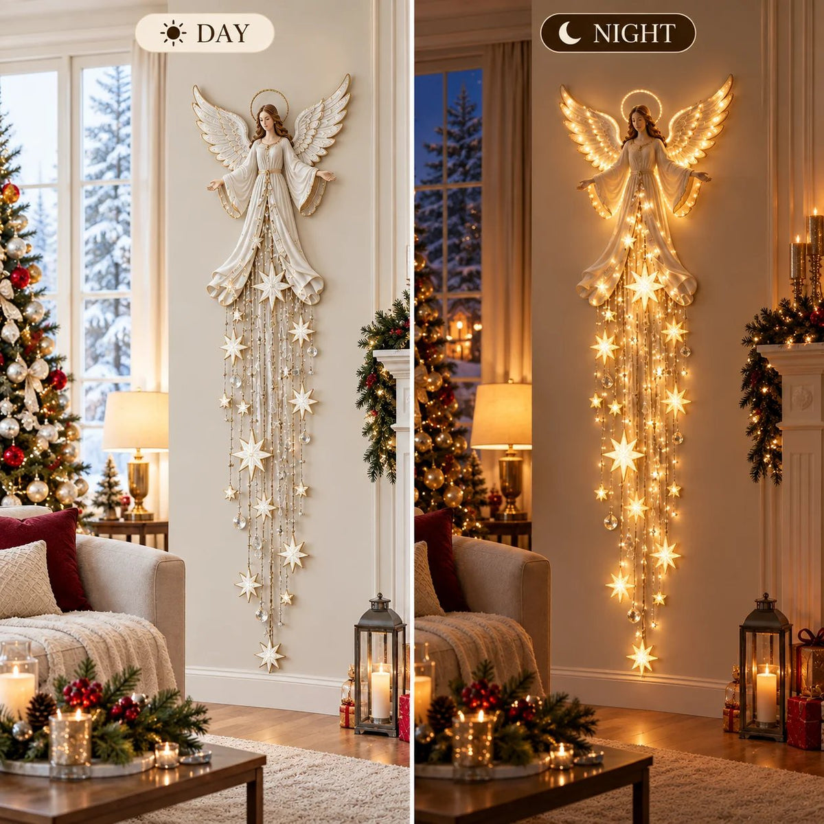 👼 HeavenGlow™ Angel Starfall Wall Light – Magical Christmas Blessing Decor
