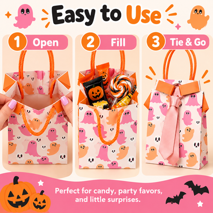 👻🎀 BooBows™ Halloween Ghost Treat Bags – Cute Candy & Gift Bags for Spooky Party Favors