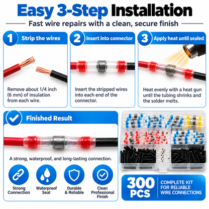 🔥Last Day 49% OFF - ✨300PCS WATERPROOF SOLDER WIRE CONNECTOR KIT