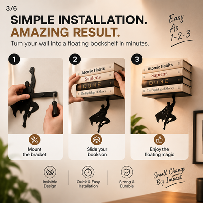 🦸 HeroHold™ – The Floating Book Shelf That Defies Gravity ⭐