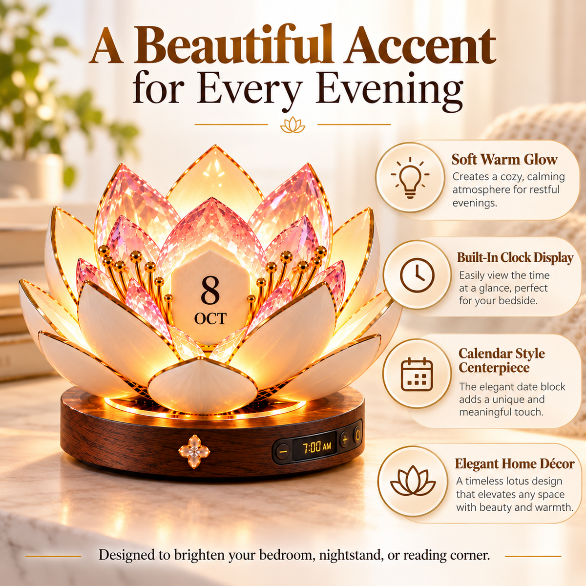 🌸 Blooming Perpetual Calendar – Programmable Light-Up Flower Display