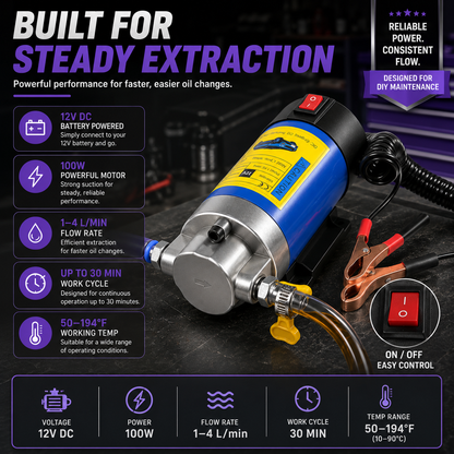 12V Electric Oil Extractor Pump – Portable DIY Oil Change Kit