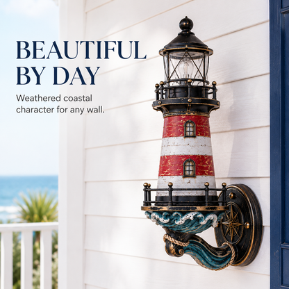 Vintage coastal lighthouse wall light detail view 5
