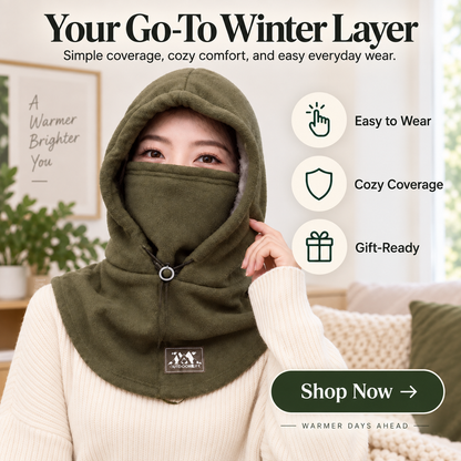 CozyHood™ 3-in-1 Winter Fleece Hood Mask – Full Coverage Face & Neck Warmer for Cold Weather Outdoor Adventures