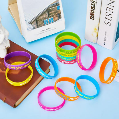 🎁✝️ 30/60PCS Bible Verse Bracelets – Christian Faith Wristbands for Church Events, Youth Groups & Sunday School Rewards