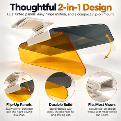 ☀️ GlareGuard™ Clip-On Car Sun Visor – Day & Night Anti-Glare Driving Shield