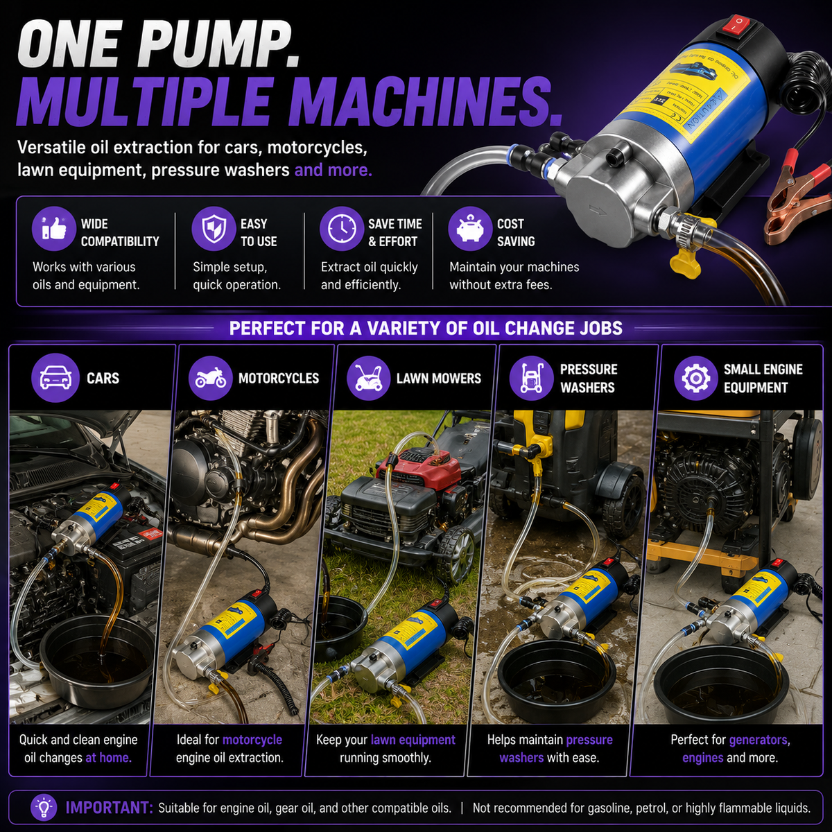 12V Electric Oil Extractor Pump – Portable DIY Oil Change Kit