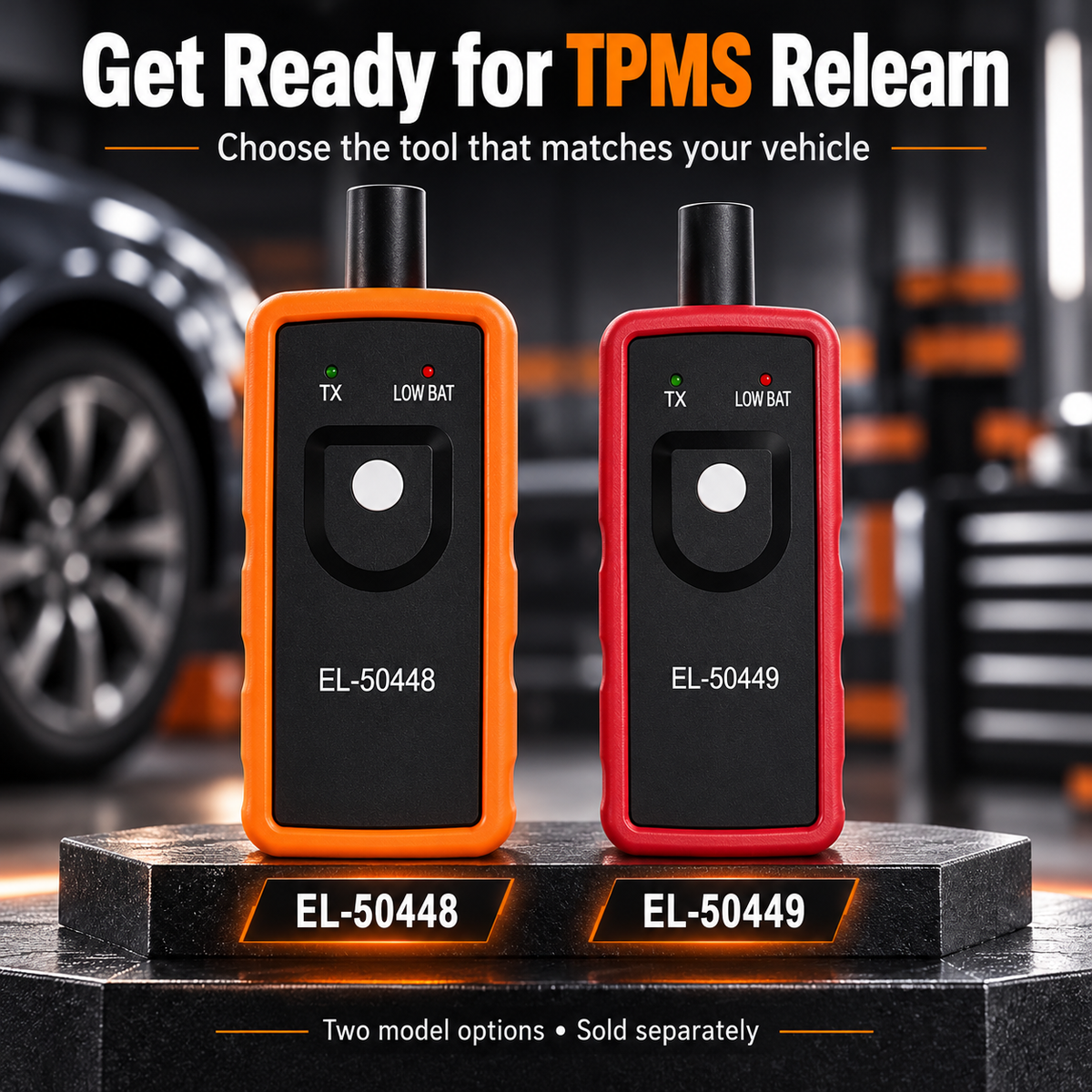 TPMS Relearn Pro EL-50448 orange and EL-50449 red tire sensor activation tools