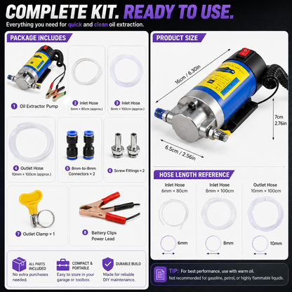 12V Electric Oil Extractor Pump – Portable DIY Oil Change Kit