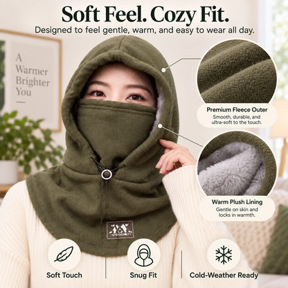 CozyHood™ 3-in-1 Winter Fleece Hood Mask – Full Coverage Face & Neck Warmer for Cold Weather Outdoor Adventures