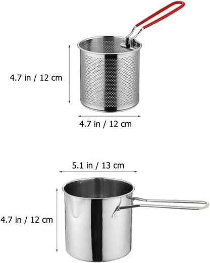 1 Set Stainless Steel Stock Fry Pot with Strainer Basket,Fry Pot with Basket and Lid for Frying Shrimp Chicken Fries