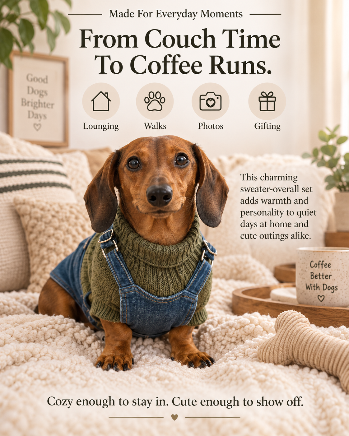 CozyPup Dog Sweater Harness – Warm Knit Pet Outfit, Cute Winter Clothes for Small Dogs & Everyday Walks