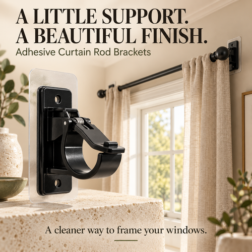 🏡 StickEase No-Drill Curtain Rod Brackets — 4-Pack