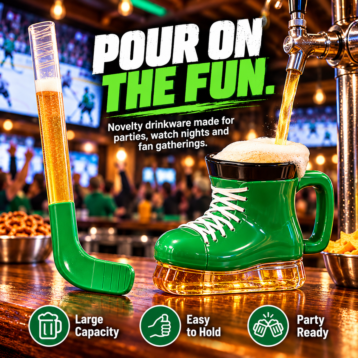 🍻 IceRink™ Hockey Skate Mug & Stick Set – Unique Game Day Drinkware Gift