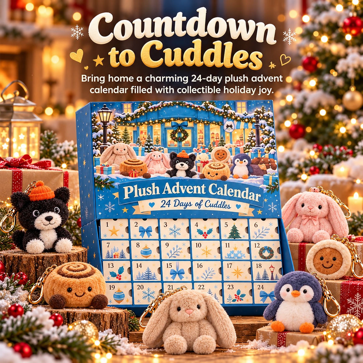 Christmas plush advent calendar gift display
