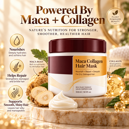 Collagen Hair Mask for Dry & Damaged Hair, Deep Conditioning Treatment with Maca Essence, Moisturizing Repair Hair Cream for Soft, Smooth & Shiny Hair