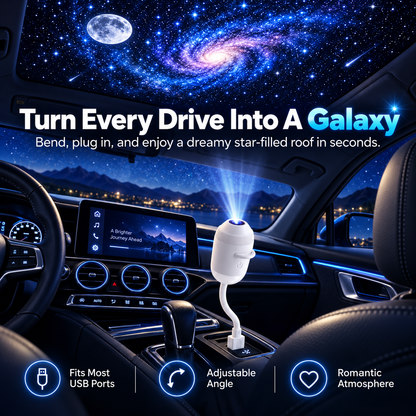 12-in-1 USB Starry Sky Projector Night Light, Flexible Galaxy Projection Lamp with 12 Slides, Portable USB-Powered Ambient Light for Car, Bedroom, Parties & Romantic Decor