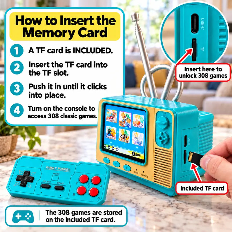 TF game memory card and card slot of the mini retro television console