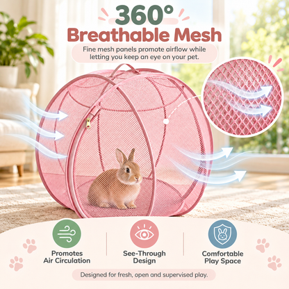 🐾 PetNest™ Portable Mesh Playpen – Foldable Indoor & Outdoor Tent for Small Pets
