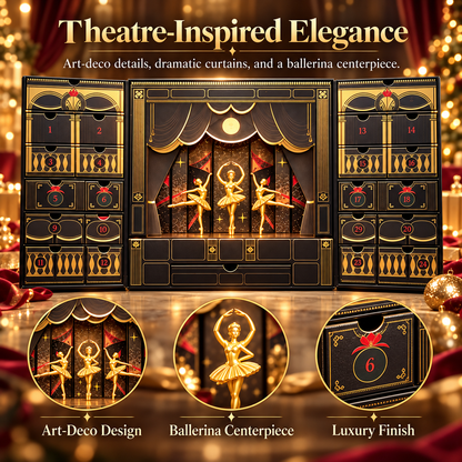 Luxury Ballerina Advent Calendar, 24-Day Christmas Countdown Gift Box with Surprise Drawers, Elegant Theatre-Inspired Holiday Calendar for Girls, Dancers & Ballet Lovers