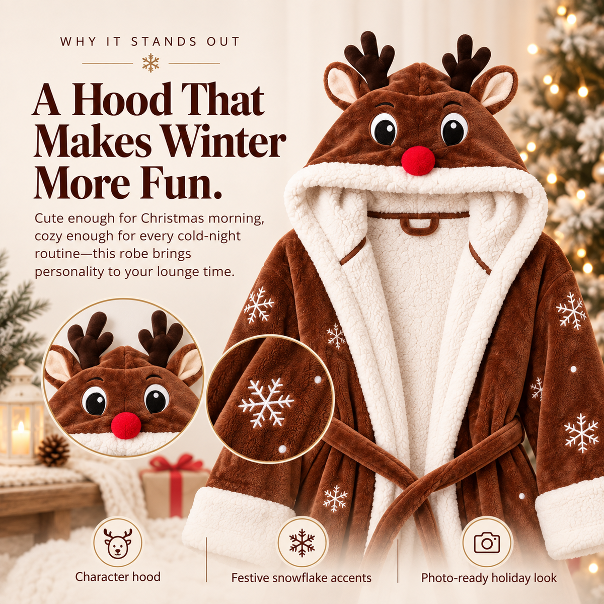 🦌 CozyRudolph™ Heated Holiday Robe – Ultra Soft Warmth for Christmas Nights