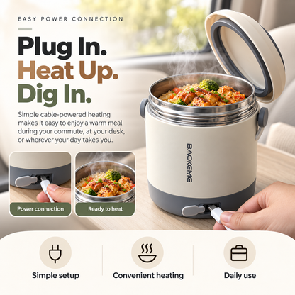 🔥 HeatMate™ Portable Food Warmer – Electric Heated Lunch Box for Hot Meals Anywhere