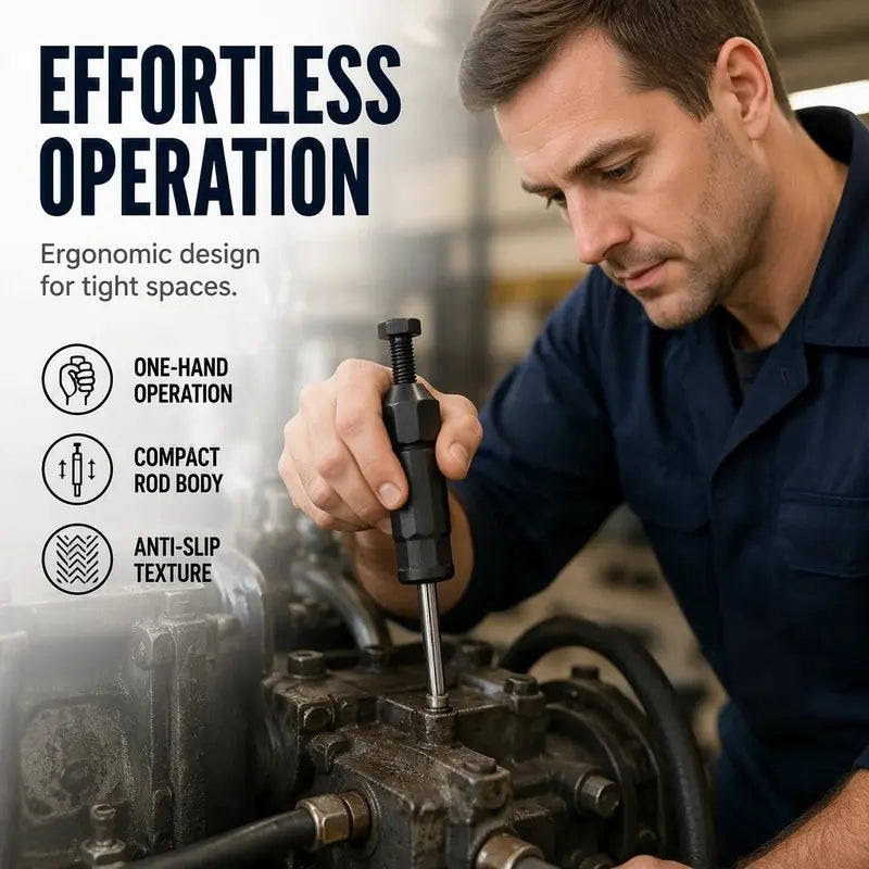 Compact threaded grease fitting cleaner being operated on industrial machinery