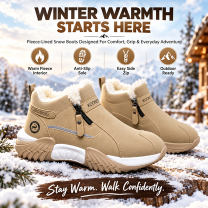 👟Warm Fleece Winter Snow Boots with Side Zip | Anti-Slip Outdoor Ankle Shoes