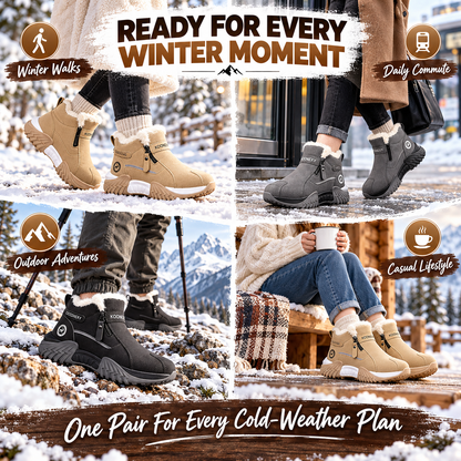 👟Warm Fleece Winter Snow Boots with Side Zip | Anti-Slip Outdoor Ankle Shoes