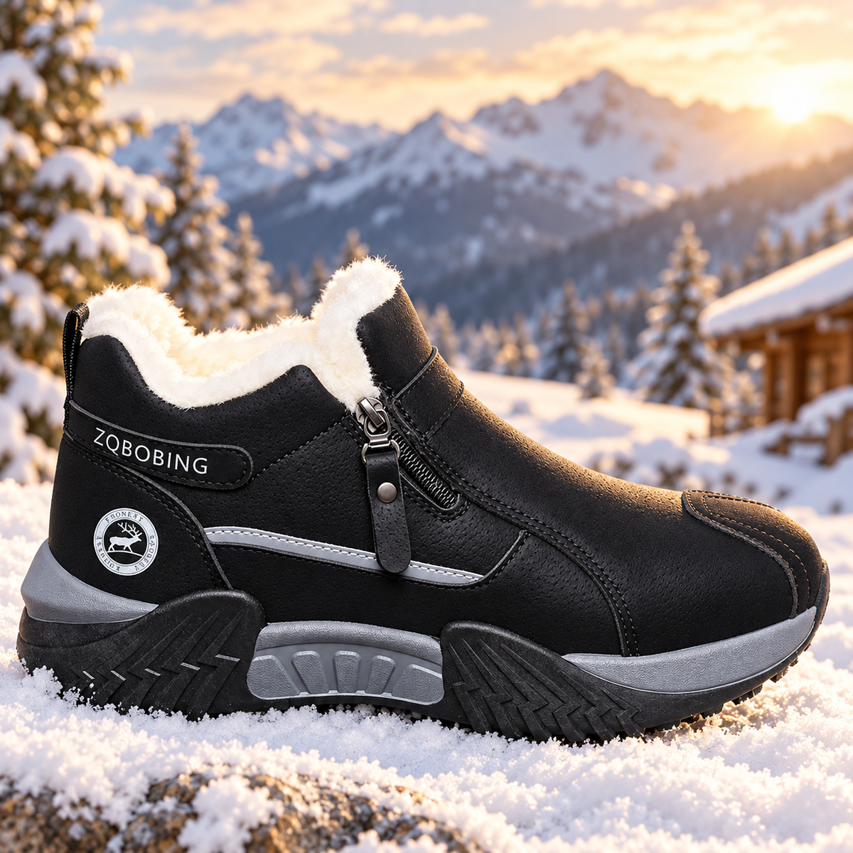 👟Warm Fleece Winter Snow Boots with Side Zip | Anti-Slip Outdoor Ankle Shoes