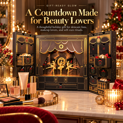 Luxury Ballerina Advent Calendar, 24-Day Christmas Countdown Gift Box with Surprise Drawers, Elegant Theatre-Inspired Holiday Calendar for Girls, Dancers & Ballet Lovers