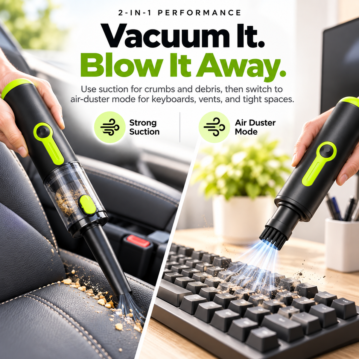 💨AirVac Pro™ Cordless Vacuum & Air Duster – 2-in-1 Detail Cleaning Kit