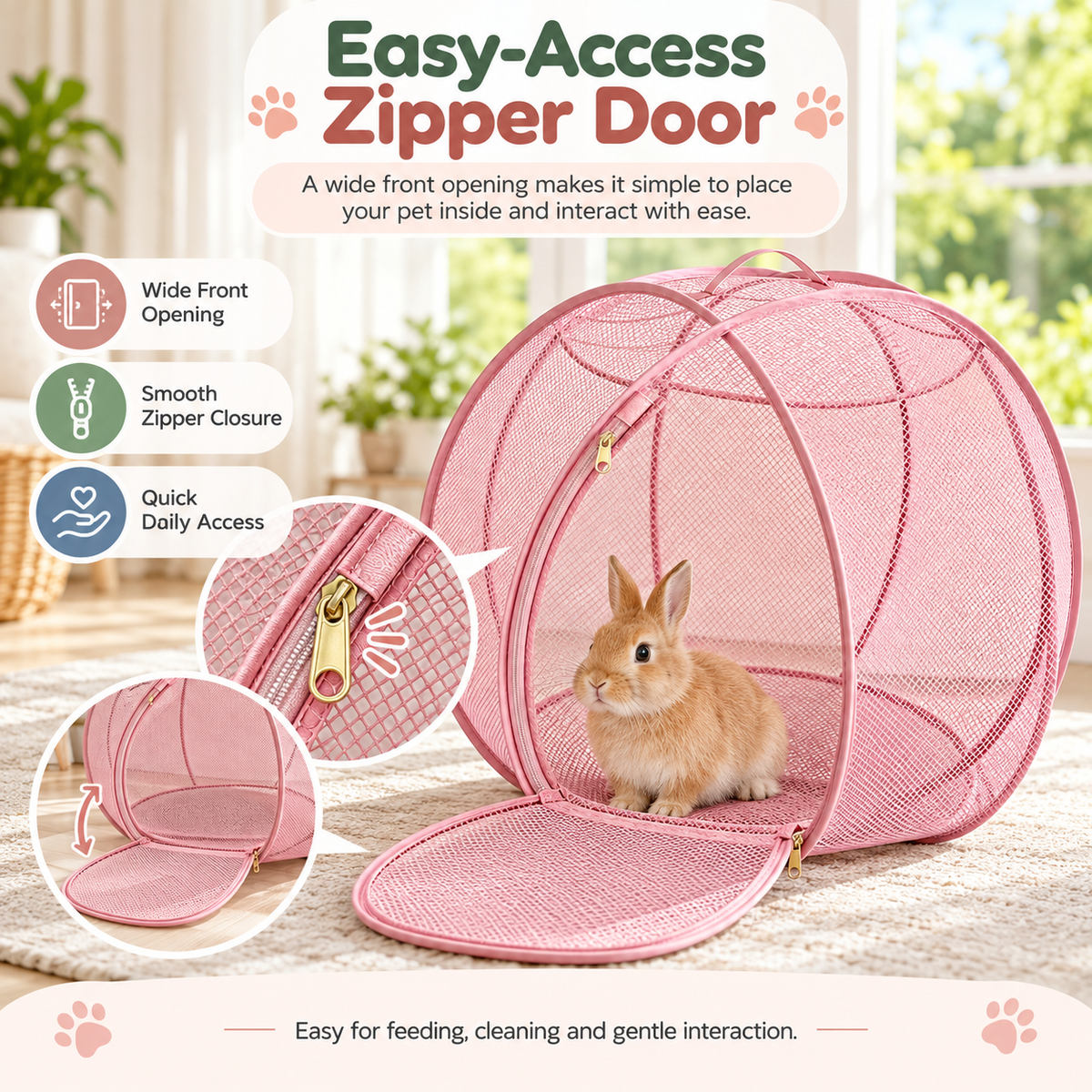 🐾 PetNest™ Portable Mesh Playpen – Foldable Indoor & Outdoor Tent for Small Pets